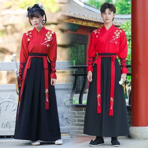Large Size Mens Student Class Uniform Set Han Tang Ancient Style Wei Jin Style Costume Embroidered Polyester Fiber Dance Wear