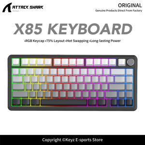 ATTACK SHARK | ATTACK SHARK X85/X85Pro Mechanical Keyboard Tri-Mode Hot Swappable RGB Knob TFT Screen PBT Keycaps for E-sports