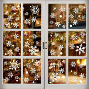 White Snowflake Window Clings Glass Stickers Xmas Window Wall Stickers Christmas Decorations for Home New Year Party Supplies