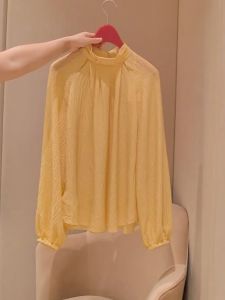 YUFUQING | Korean Style Yellow Long Sleeve Knitted Top Women Early Autumn New High-End Lightweight Versatile Casual Shirt Commute Wind