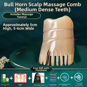 Natural Bull Horn Hair Comb Head Meridian Massage Scalp Brush Traditional Chinese Medicine Tool for Personal Hygiene Care