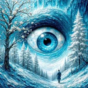 HUACAN Diamond Painting Eye Portrait Forest Winter Snow Mosaic 5D DIY Diamond Art Resin Square Drill Home Living Room Art Craft