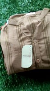 setelan wanita dewasa Crincle motif salur terbaru