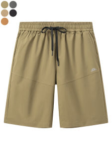Mens Running Shorts Drawstring Elastic Waist Five-Quarter Length Casual Quick Dry Breathable Sporty Summer Leisure Trousers