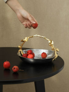 จานเก็บของโลหะสไตล์ย้อนยุคสำหรับตกแต่งบ้านสไตล์ยุโรป จานใส่ผลไม้ จานใส่เครื่องประดับ จานใส่ของเล่น จานใส่ของตกแต่งบ้าน