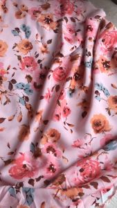 Vải Tole Lanh Màu Hồng In Hoa Khổ 1m4