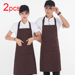 2 Pcs Kitchen Aprons for Woman Men Chef Work Apron for Grill Catering Bar Shop Cafes Beauty Nails Barbecue Hairdresser Pinafore