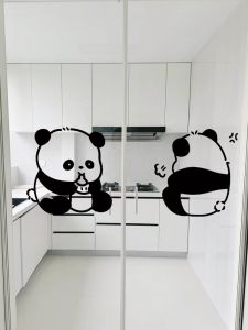 Adorable Panda Pattern Decorative Anti-Collision Living Room Sliding Door Stickers for Kitchen Bathroom Glass Door Wall Window