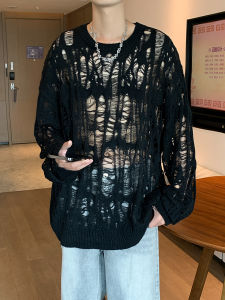 เสื้อสเวตเตอร์ถักแบบหลวมๆ สไตล์วัยรุ่น ฤดูใบไม้ร่วง 2024 เสื้อสเวตเตอร์ถักแบบคอตั้ง ทรงหลวมๆ สำหรับผู้หญิง