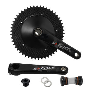 SKEACE Break The Wind Hollowtech Crankset Fixie Crank Fixed Gear Bike Track Bicycle CNC Carbon Chainwheel 49T 165mm 144BCD