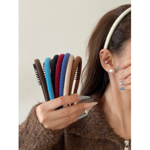 เข็มขัดผ้าคลุมผมแบบหมุนได้สำหรับผู้หญิง Busan Pure Color Wool Wrap Anti-Slip Hairband 2024 รุ่นใหม่สไตล์ย้อนยุคสำหรับการล้างหน้า