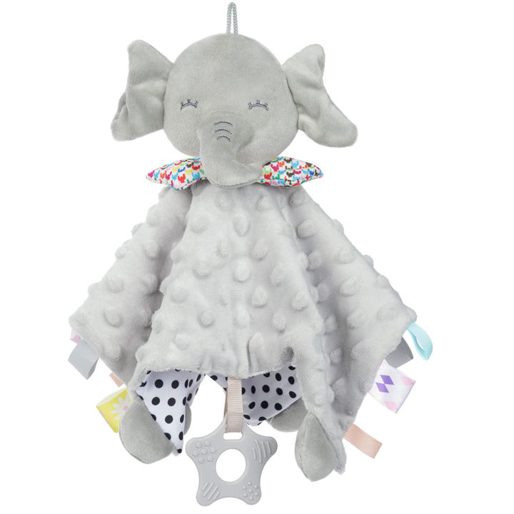 Baby Security Blanket Elephant with Tags Teether Rattles Mobile Soft