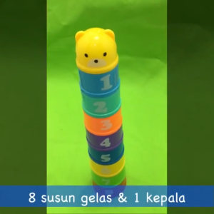 Smile - Mainan Anak Susun Gelas Warna Warni / Mainan Edukasi Anak YE 6 Stacking Cup Angka Huruf