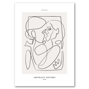 BILIBILI | Abstract Painting Canvas Poster Nordic Simple Wall Art Drew Line Face Flower Nordic Posters And Prints Pictures For Living Room