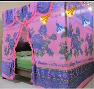 kelambu anti nyamuk ukuran jumbo motif bunga tebal