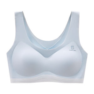 miiow | Sports Bra For Teenage Girls Seamless Shockproof Fixed Strap Vest Style Underwear Full Cup Air Cushion Pad All Season Use
