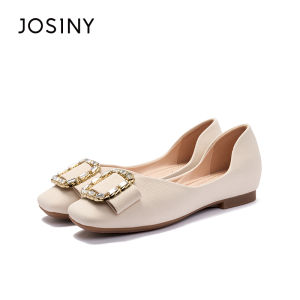 Josiny | Square Buckle Low Heel Flat Womens Shoes Soft Bottom French Style Open