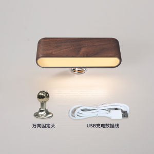 Minimalist Creative Wooden Wireless Cabinet Light Bedroom Night Light Wall Mounted Charging Lamp Japanese Style Home Decor