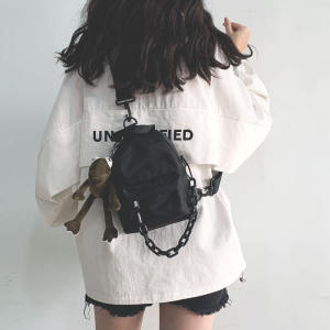 Dark Style Solid Color Small Crossbody Bag for Women Casual Sports Chest Bag Backpack Student Versatile Nylon Fabric Zipper Closure