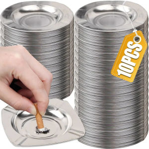 Dozoey ที่เขี่ยบุหรี่ตั้งโต๊ะที่เขี่ยบุหรี่สแตนเลสทรงกลมสี่เหลี่ยมสำหรับร้านอาหารกลางแจ้งในร่มตกแต่งที่เขี่ยบุหรี่แฟนซี1-10ชิ้น