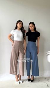 Kiyorawears - Rhea Cullotes / Celana Panjang Wanita / Celana Kulot / Casual Pants / Celana Bahan Wanita / Highwaist Pants / Celana Kerja / Korean Style