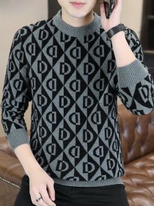 HENGYUANXIANG | Hengyuanxiang 2025 New Plaid Knitted Sweater Mens Casual Thick Warm Autumn Winter Knitted Base Shirt Fashionable Urban Style