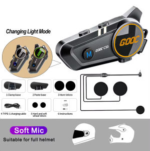 3D Surround Heavy Bass Motorcycle Helmet Headset Stereo Bluetooth Hands Free Call IPX7 Waterproof With Tri-Color Ambient Light