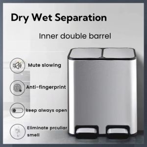 18L Kitchen Classification Trash Can Dry Wet Separation Double Barrel Trash Can Household Large Capacity Garbage Recycling Bin Storage with Lid