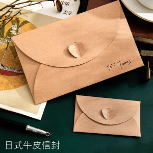 Brown Packing Paper Heart Envelope Couple Love Letter Artsy Romantic Japanese Ins Classy Retro European 520 Greeting Card Chinese Creative Christmas Mini Envelope Mini Small Sized Exquisite High-End Envelope Bag