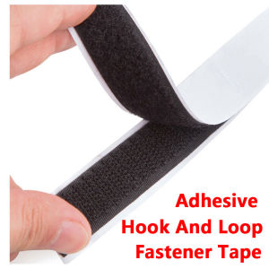 Household Self-Adhesive Hook and Loop Fastener Tape Magic Nylon Sticker Strip with Glue for DIY Craft Accessories Black 10Meters