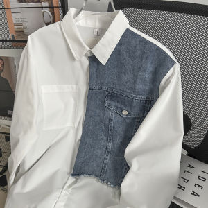 Japanese Street Style Mens Long Sleeve Denim Shirt Casual Loose Design High Waist Couples White Shirt Spring Summer Fashion