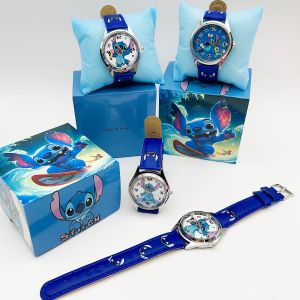 Bandai | Cartoon Lilo & Stitch Kawaii Students Watch Cute Stitch Quartz Pointer Watch Gift Box Set Electronic Watch Boys Christmas Toys