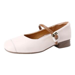 Spider King Womens Shoes Comfortable Flat Bottom Mary Jane Slip-On Casual Fashion Leather Shoes Spring 2025 Square Head