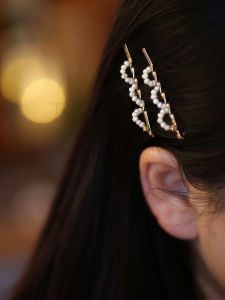 Delicate Pearl Hair Clip Small One-Word Clip Adult Womens Bangs Hair Accessories Elegant Original Design Bead Embellishment