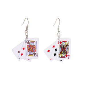 Personality and creativity Unique niche fashion Handmade funny playing card earrings Cool fun simulation earrings Cold wind Inte