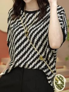 Elegant Summer 2025 Printed Chiffon Short Sleeve T-Shirt Commute Korean Style Creative Pattern Womens Fashion Top