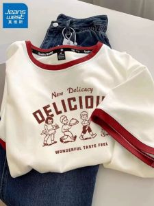 Áo Thun Cotton Tay Ngắn Mùa Hè Cho Nữ Dáng Rộng Thoải Mái in Họa Tiết Hoạt Hình Phong Cách Đường Phố Tay Ngắn Cổ Tròn