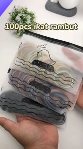 Ikat Rambut polos/ Ikat Rambut Korea 100pcs/ Ikat Rambut hitam/ I can Swim Free pouch