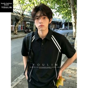 YOULIN | Short Sleeve American Stripe Polo Tshirt