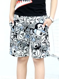 Quần Short Thể Thao Cotton Nguyên Chất Mùa Hè Cho Bé Trai Quần Năm Điểm Rộng Rãi Thường Ngày in Họa Tiết Ngoài Trời