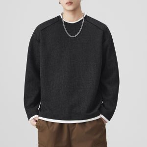 Áo Thun Nam Dài Tay Cổ Tròn Thường Ngày Mùa Xuân Thu Phong Cách Mỹ Rộng Rãi Thương Hiệu Hợp Thời Trang Lót Hai Mảnh Áo Phông