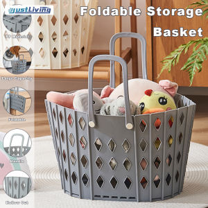 JustLiving Household folding laundry basket Plastic extra-large dirty clothes basket soft plastic folding dirty clothes basket storage basket bathroom laundry basket Room snacks toy clothing storage