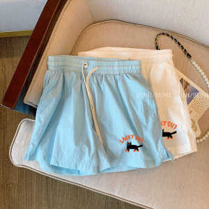 Peach Blossom Home 2024 สไตล์ใหม่หลวม Fit Casual กางเกงสี Candy เอวสูงเสื้อผ้าทํางานกางเกงขาสั้นสําหรับ 18-24 ปี