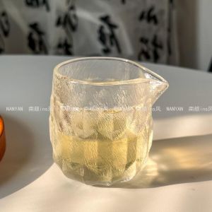 ชุดชาญี่ปุ่นระดับไฮเอนด์ แก้วชาแบบจิ๋ว แก้วชาแบบปากเป็ด ลายกลุ่มเมฆและน้ำแข็ง แก้วชาแบบกระจกสไตล์ชาจีนโบราณ