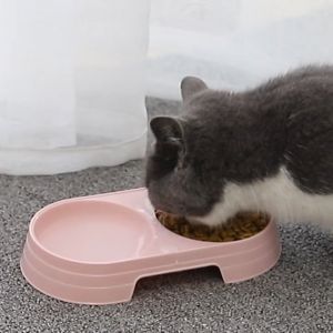 Mangkuk Double Hewan Anti Slip Tempat Makan Kucing Mangkok Anjing Pet Bowls