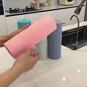 【50pcs/roll】Reusable Microfiber Kitchen Cleaning Cloth Roll Absorbent Dish Towel Tisu Dapur Kain