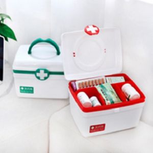 Abloom กล่องยา ปฐมพยาบาล 2 ชั้น 2-Layer First Aid Kit Box Medicine Storage (Size M) สีแดง