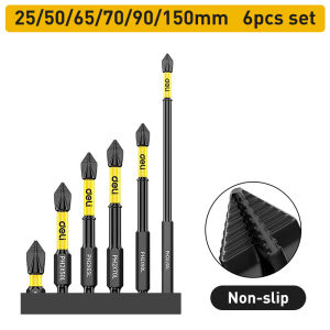 deli | Anti-Slip and Shock-Proof Bits Screwdriver Bits High Hardness Strong Magnetic 25/50/65/70/90/150mm Ph2 Screwdriver Set