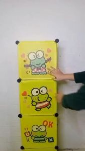 Lemari Pakaian Plastik 4 Susun Lemari Serbaguna Lemari Baju Rak Buku 4 Pintu Lemari Hemat Tempat Lemari Multifungsi