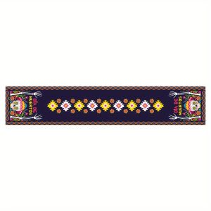 Day of the Dead Table Runner Ethnic Geometric Sugar Skull Printed Dining Table Decor Party Home Holiday Ornament Supplies